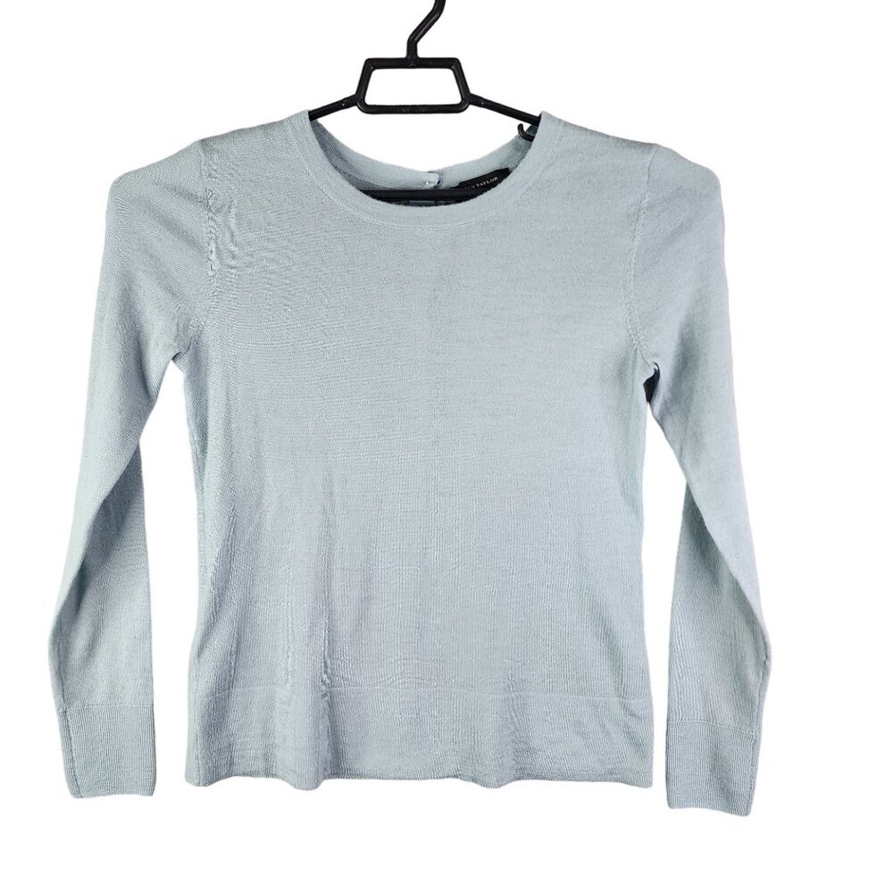 Womens Light Blue Ann Taylor Sweater Button-Back Long Sleeve Size M